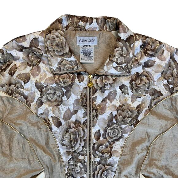 Vtg Womens 90s Workout Set Windbreaker Jacket & Pants Sz M Beige Golden Girl SEE - Picture 15 of 16